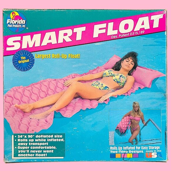 Florida Pools Other - Florida Pools Inflate Roll Up & Carry Smart Float Pink 34"X90" NOS Vintage USA